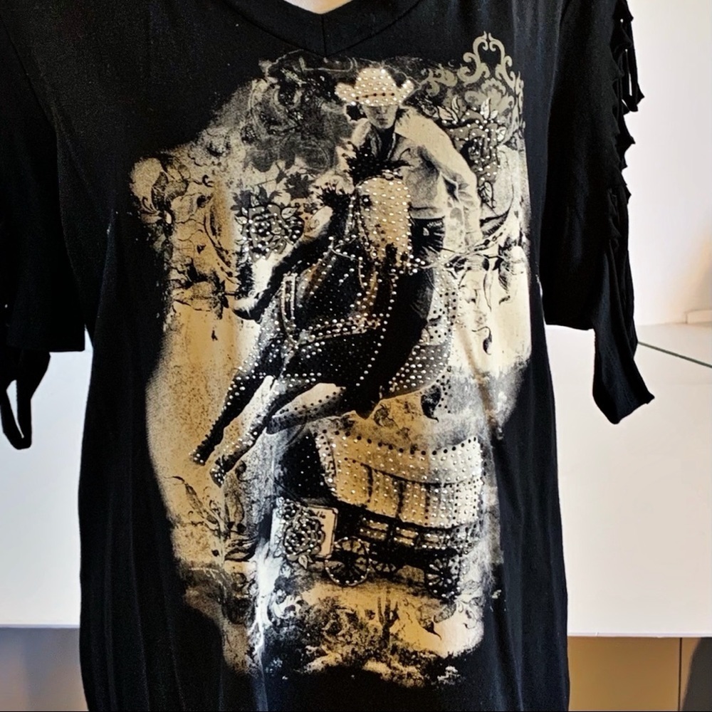 LA Bus Stop Bling Roper Cowgirl Shred Plus NWT Top - Picture 7 of 12